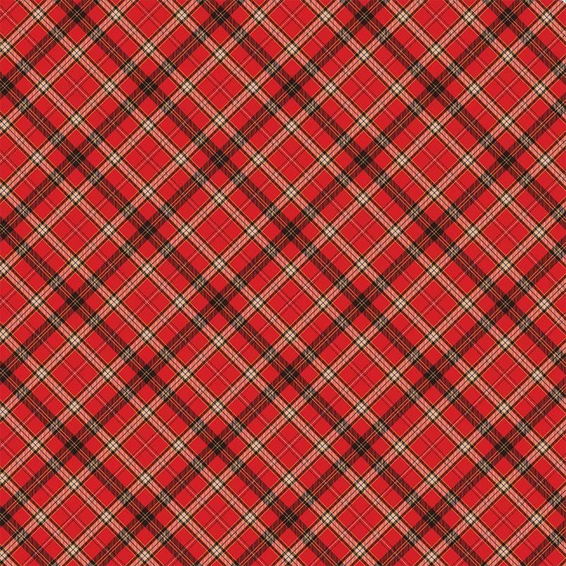 12x12 scrapbook paper featuring a red, black and white plaid pattern.