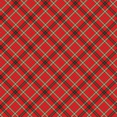 12x12 scrapbook paper featuring a red, black and white plaid pattern.