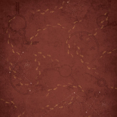 harry potter scrapbook paper image features a pattern with footsteps in dark red.