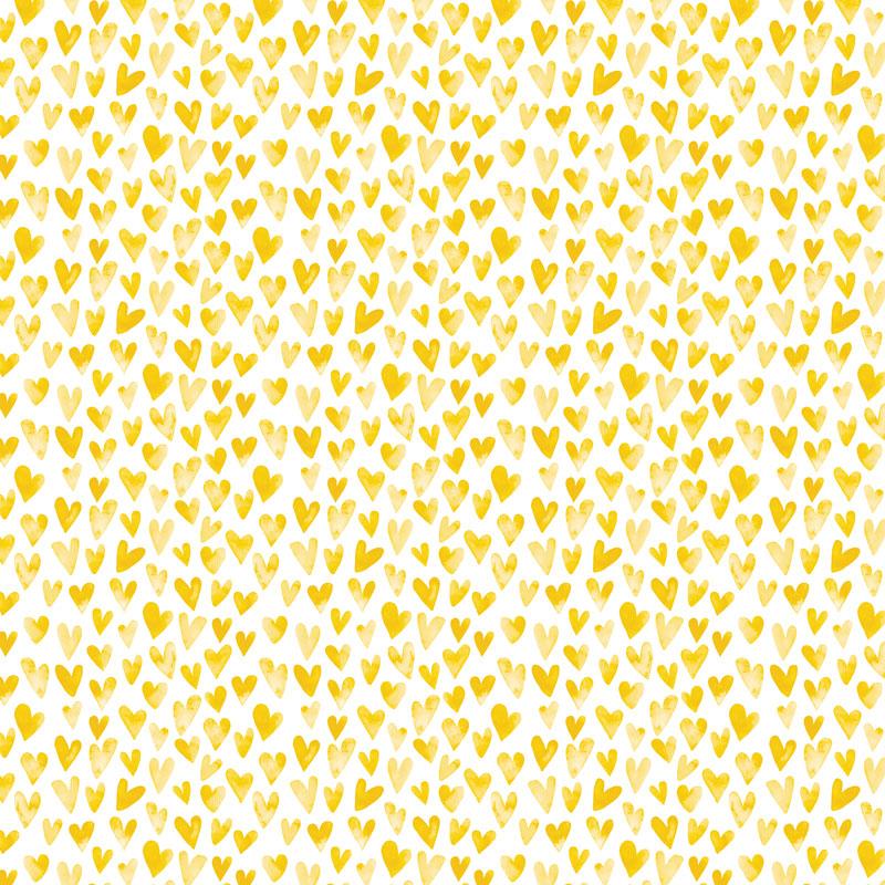 scrapbook paper image features a yellow heart pattern on white.