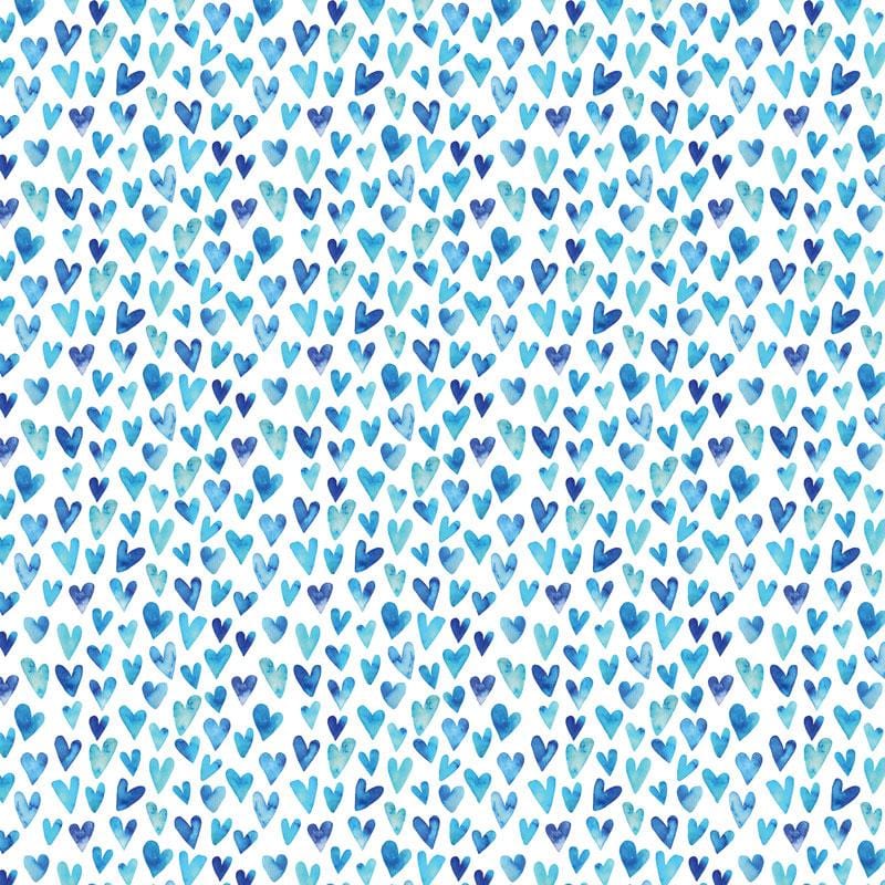 scrapbook paper image features a blue heart pattern on white.