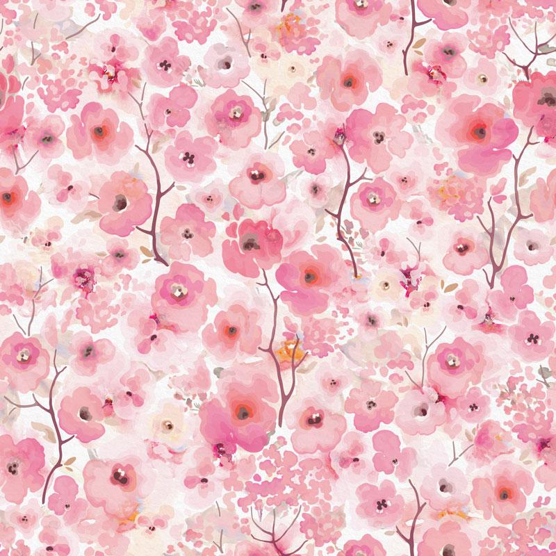 scrapbook paper image features large pink watercolor florals.