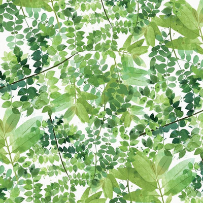 scrapbook paper image features large green watercolor leaves.