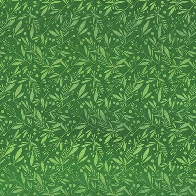 scrapbook paper image features small green watercolor leaf pattern.