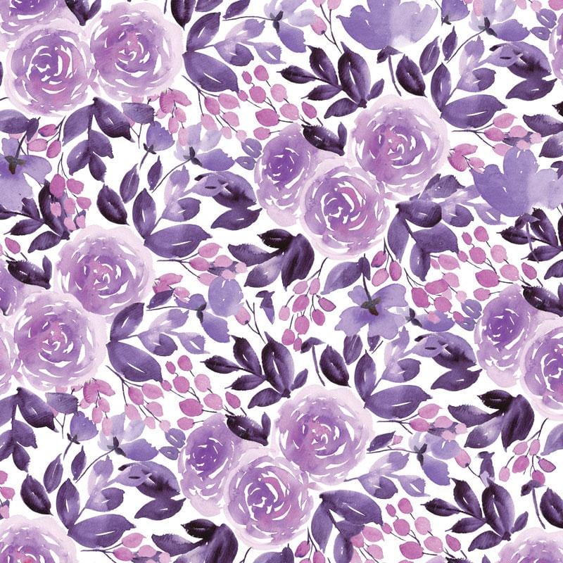 scrapbook paper image features large purple watercolor florals.