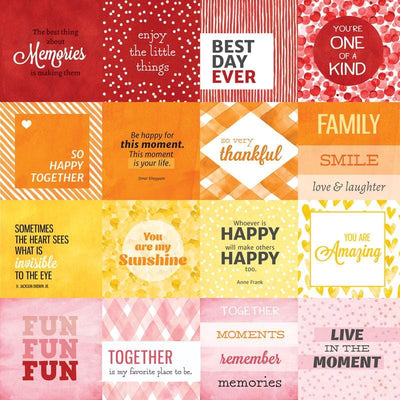 scrapbook paper image features red, orange and yellow  sentiment tags.