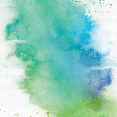 scrapbook paper featuring a teal, blue and green watercolor wash on white.