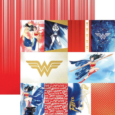 Scrapbook Paper - Wonder Woman Foil Tags
