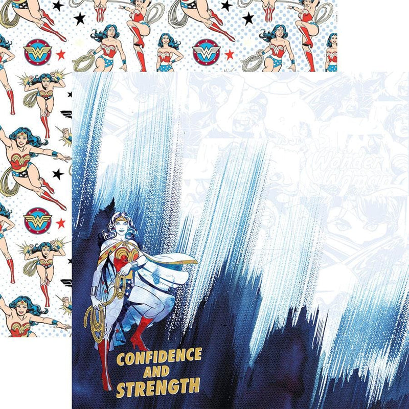 Scrapbook Paper - Wonder Woman Confidence and Strength Double-Sided Foil