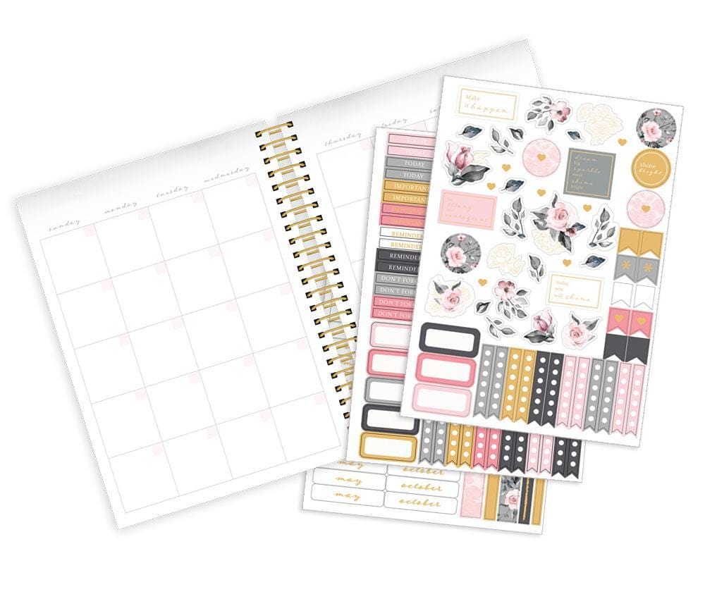 Soul Shine weekly planner image shows three sticker sheets and a monthly spread.