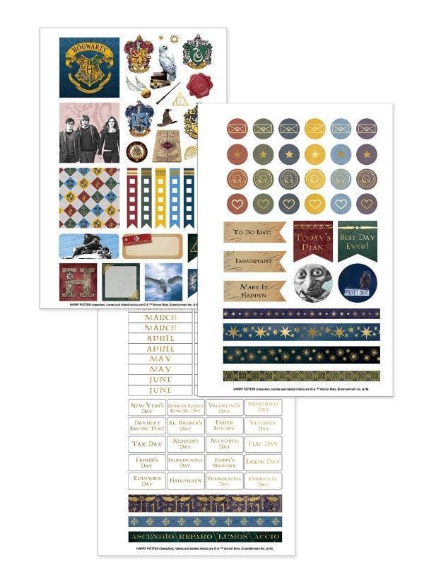 Harry Potter mini weekly planner image showing three sticker sheets.