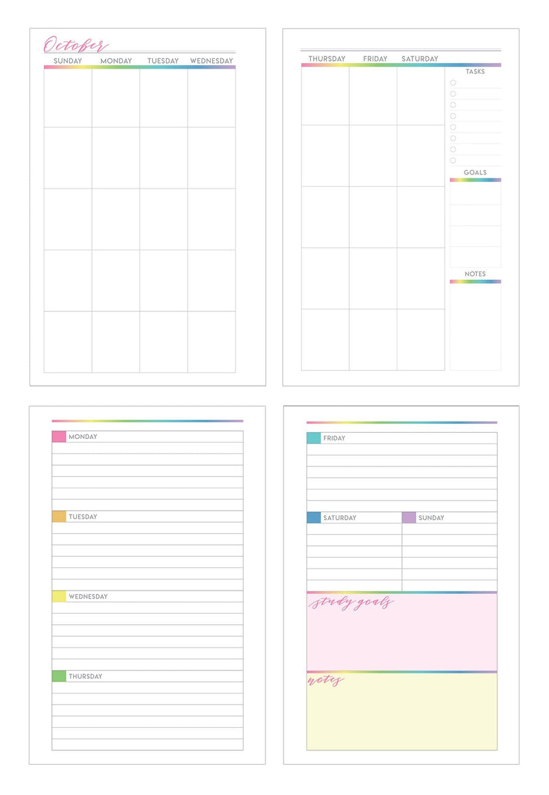Student mini academic planner image showing a monthly and weekly spread.