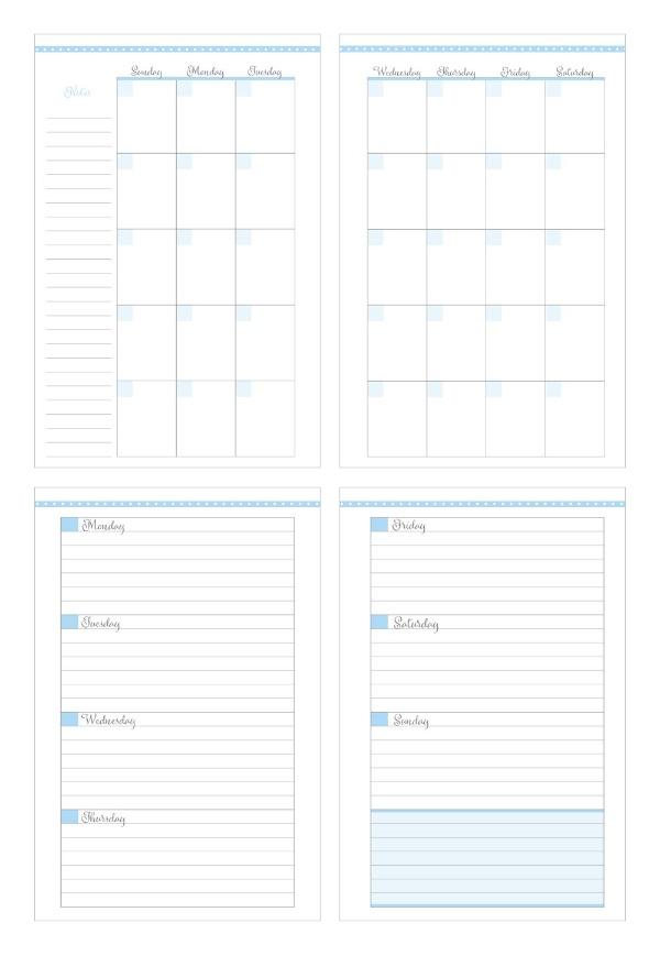 Mini weekly planner image showing a monthly spread and a weekly spread.