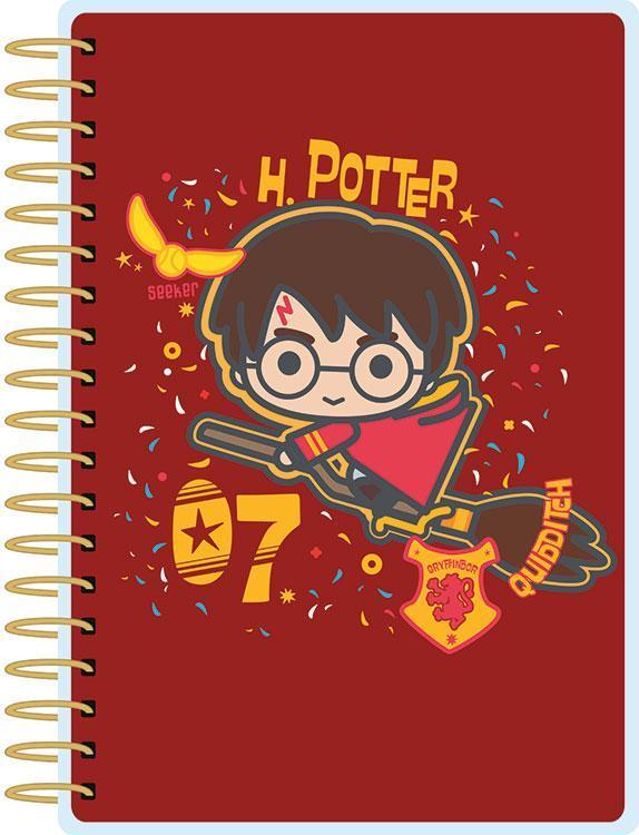 Mini weekly planner image shows cover featuring chibi Harry Potter and a gold coil spine.