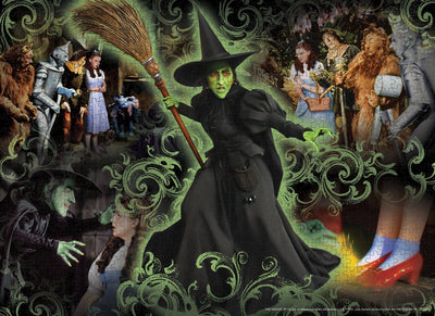 Wizard of Oz jigsaw puzzle featuring the Wicked Witch of the West and movie scenes.