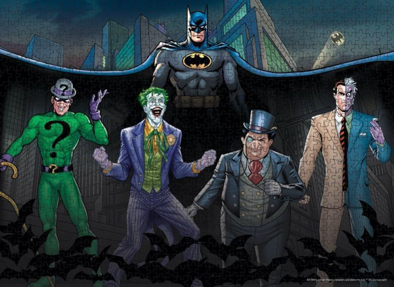 500 piece jigsaw puzzle featuring Batman and villains.