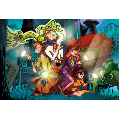 Scooby Doo jigsaw puzzle image featuring colorful illustrated characters and monsters.