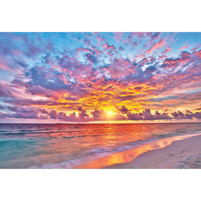 jigsaw puzzle image featuring a colorful seaside sunset.