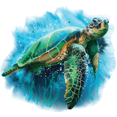 Sea Turtle jigsaw puzzle image showing shaped illustrated turtle.