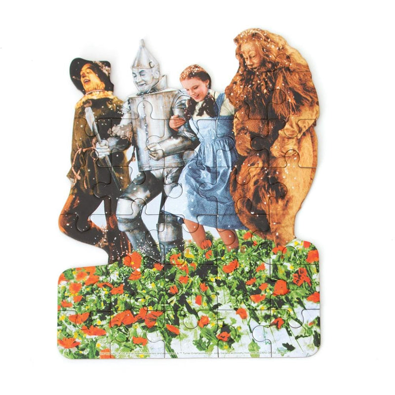 die cut mini jigsaw puzzle featuring The Wizard of Oz characters, shown on white background.
