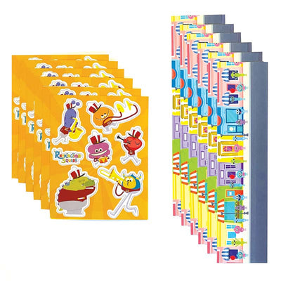6 bookmarks and 6 sticker sheets featuring Rhymington Square shown on white background.