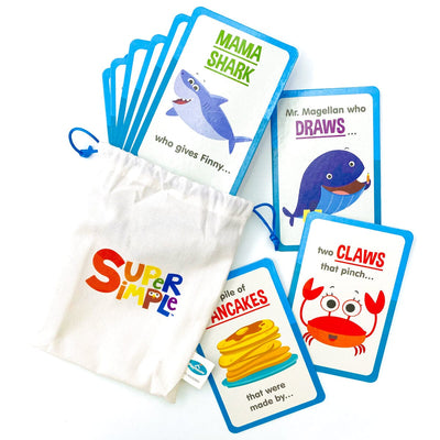 Finny The Shark Jumbilee Stories featuring pouch with an assortment of cards shown on white background.