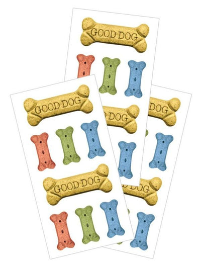 3 sheets of stickers featuring colorful dog biscuits, shown on a white background.