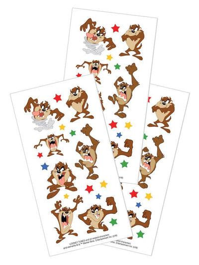 3 sheets of stickers featuring the Tasmanian Devil, shown on white background.