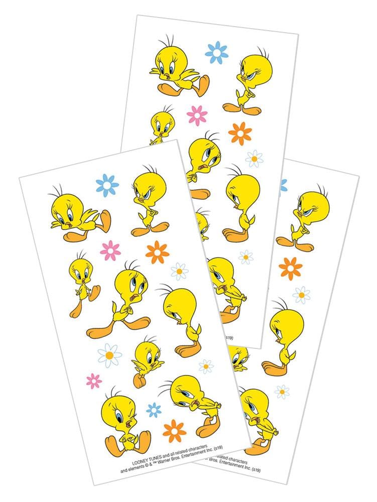 3 sheets of stickers featuring Tweety Bird, shown on white background.