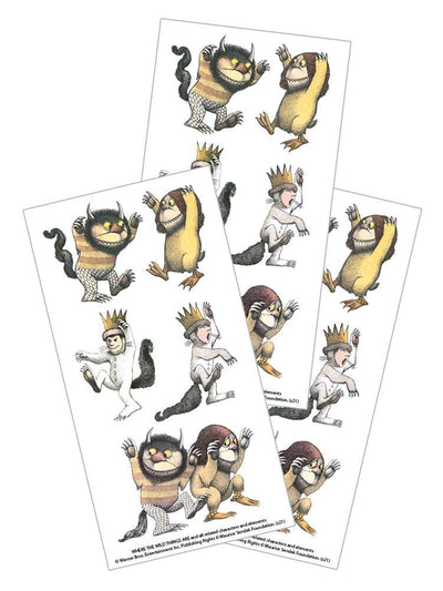 Three sheets of decorative stickers featuring Where the Wild Things Are characters.