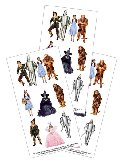 Three sheets of decorative stickers featuring Wizard of Oz characters.