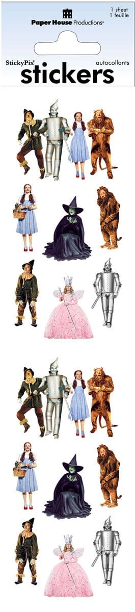 decorative stickers shown in packaging featuring Wizard of Oz characters.