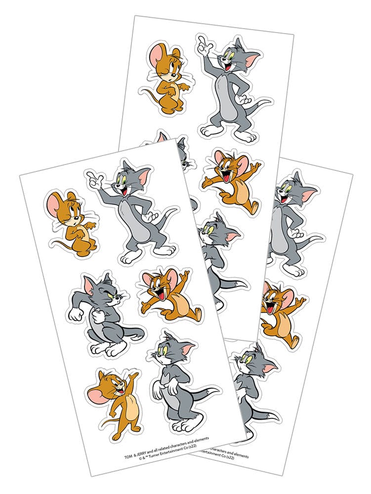 3 sheets of stickers featuring Tom and Jerry, shown on white background.