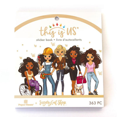 planner stickers shown in packaging featuring colorful illustrations of 5 women with stars and gold details.