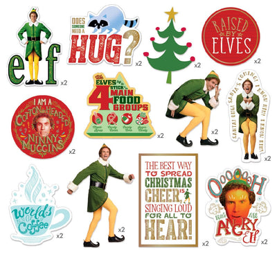 scrapbook stickers featuring Buddy The Elf and his quotes, shown on a white background.