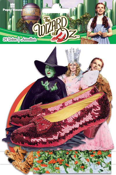 scrapbook stickers shown in packaging featuring colorful Wizard of Oz die cut characters and scenes.