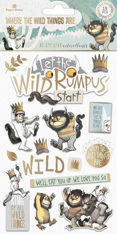 scrapbook stickers shown in packaging featuring Where the Wild Things Are characters and sayings.