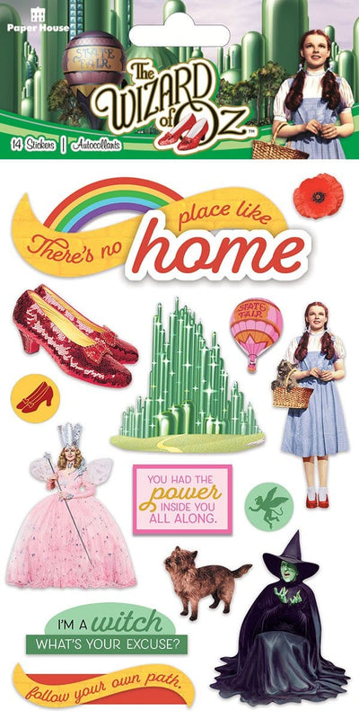 scrapbook stickers shown in packaging featuring Wizard of Oz characters and sayings.