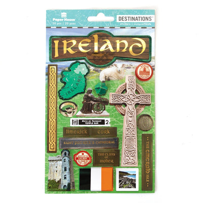 3D scrapbook stickers featuring Ireland themed imagery 