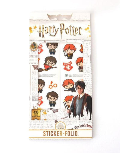 Harry Potter sticker book featuring chibi characters shown in package on white background.