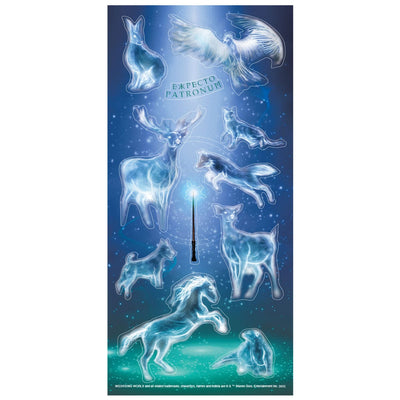Harry Potter stickers featuring the Patronus Charms shown glowing against a blue background.