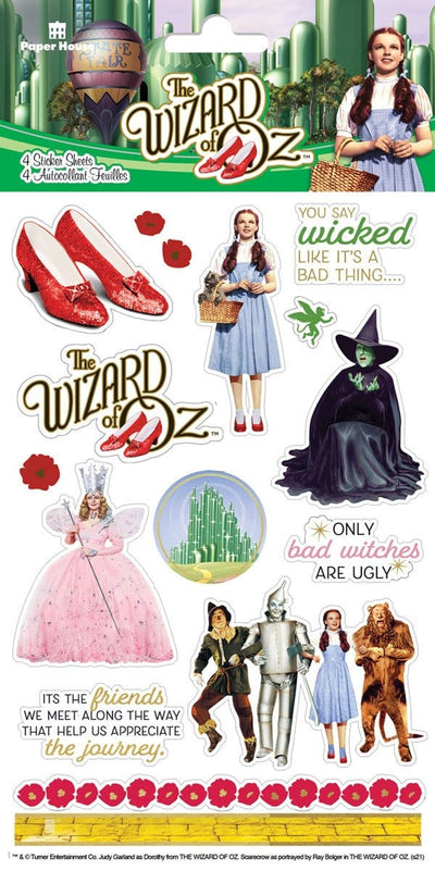 sticker pack featuring Wizard of Oz characters and sayings, shown in package.