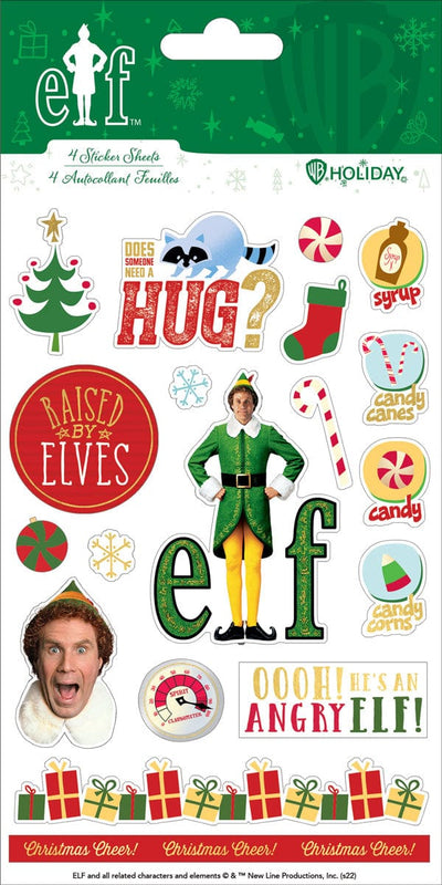 sticker pack featuring Buddy The Elf stickers and quotes shown in package.
