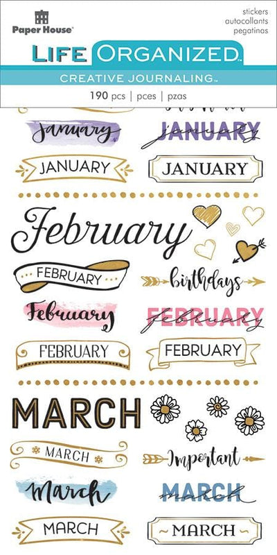 Colorful Monthly Stickers for Planners and Journals 