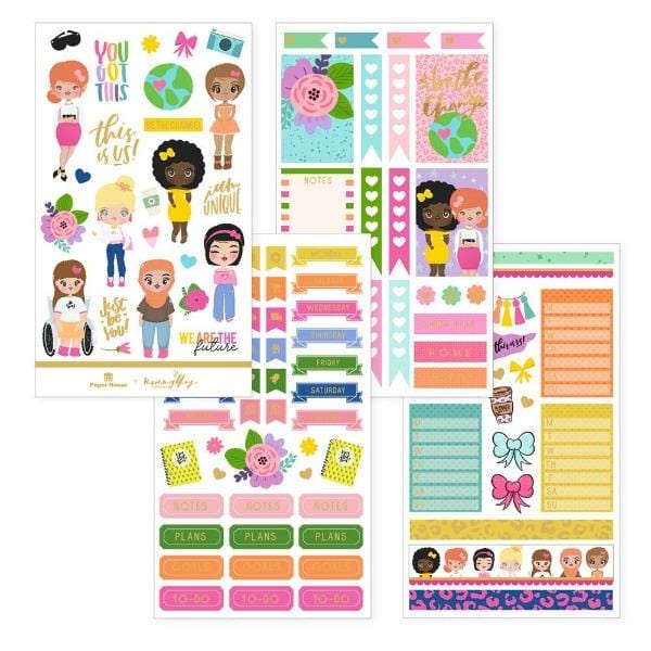 Four sheets of just be you weekly planner stickers