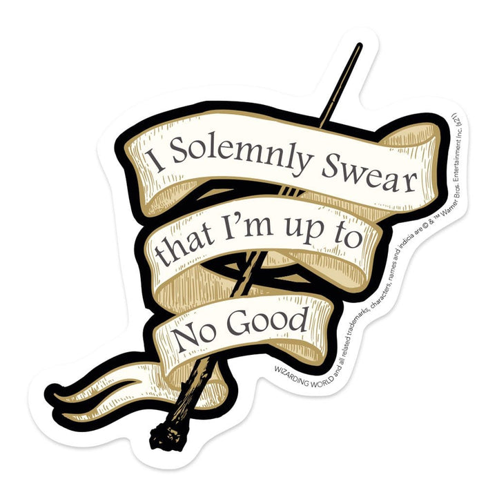 vinyl laptop sticker featuring shaped Harry Potter Solemnly Swear Banner.