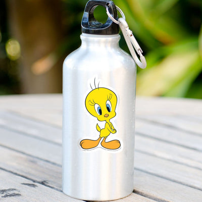 vinyl laptop sticker shown on a stainless steel water bottle featuring Tweety Bird.