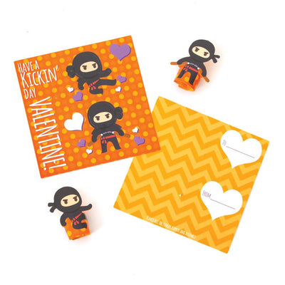 Valentine Cards Set - Ninja Finger Puppet