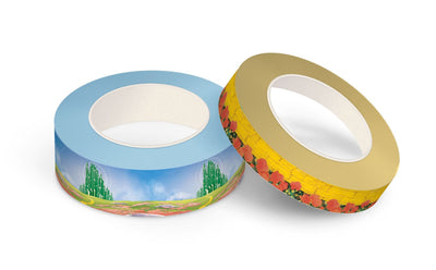 2 rolls of washi tape featuring the Emerald City and the Yellow Brick Road, shown on white background.
