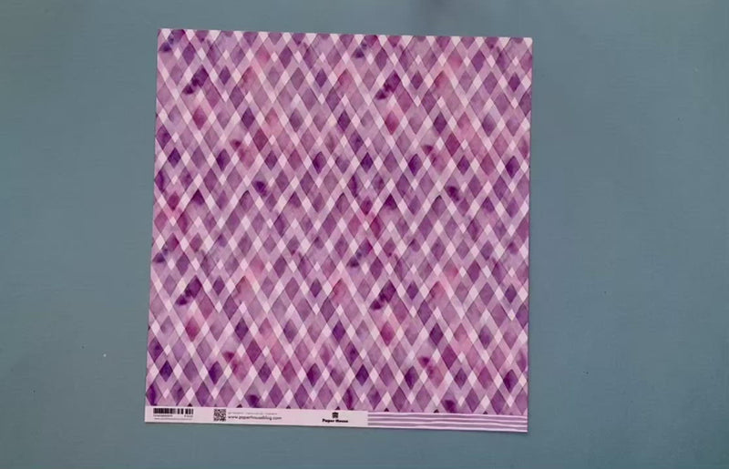 Scrapbook Paper - Purple Watercolor Plaid / Stripes